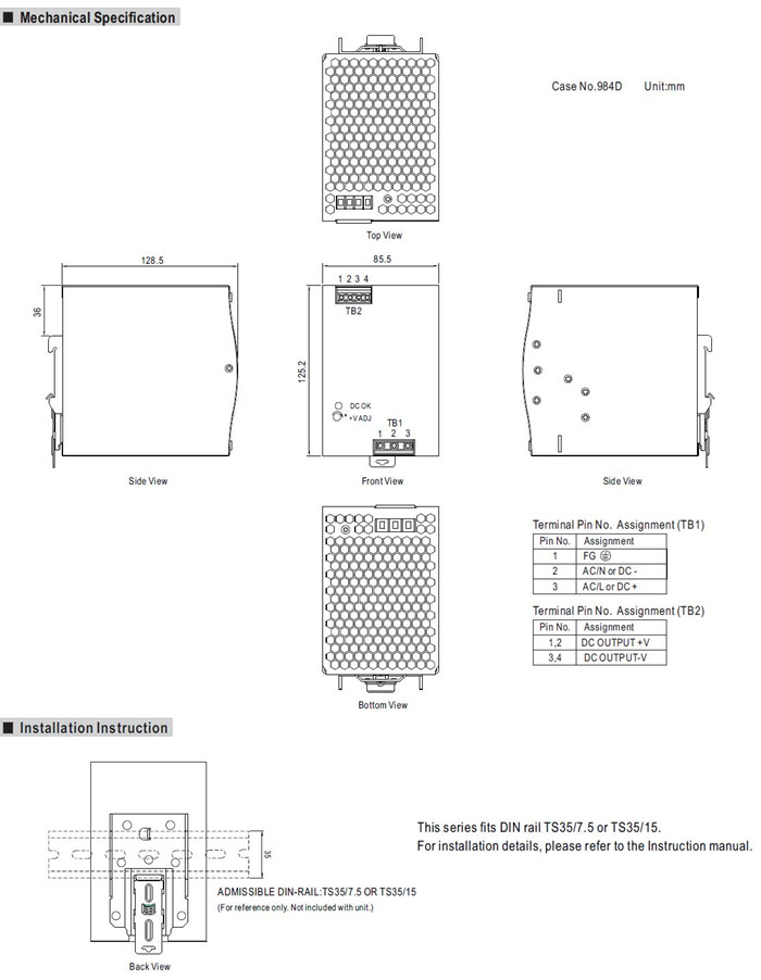 NDR-480 Meanwell Power Supply 480W Single Output Industrial Din Rail NDR-480-24 NDR-480-48 NDR Series metal case YCICT