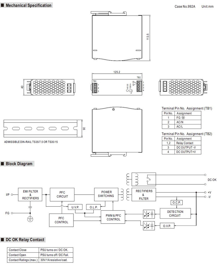 Meanwell SDR-120-48 Features