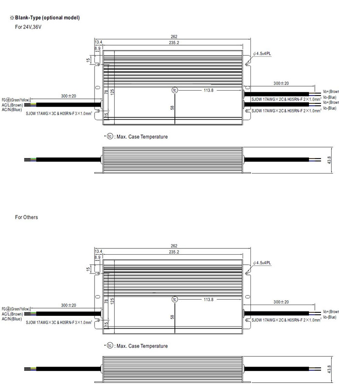 Meanwell HEP-480-48 Mechanical Diagram