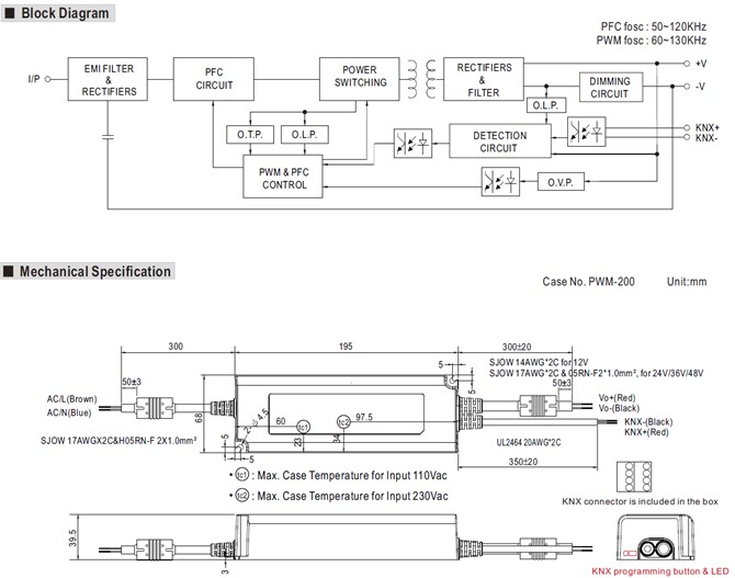 Meanwell PWM-200-24KN price and specs 200W PWM Output KNX LED Driver PWM-200 PWM-200-12 PWM-200-36 PWM-200-48 8.3a YCICT