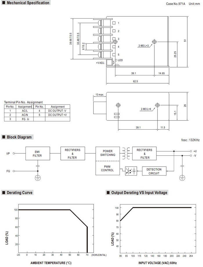 Meanwell RS-15-5 Mechanical Diagram