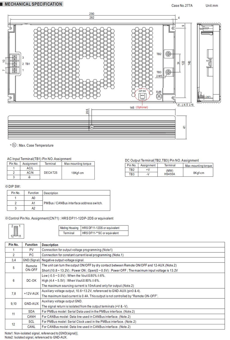 Meanwell UHP-1500-48 Mechanical Diagram