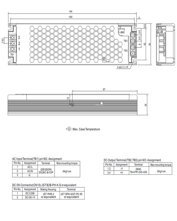 Meanwell UHP-200 -15 Mechanical Diagram YCICT