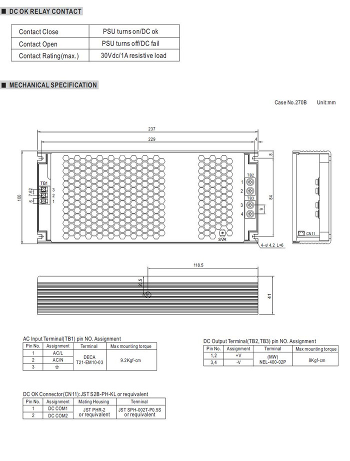 Meanwell UHP-750 Series mechanical diagram