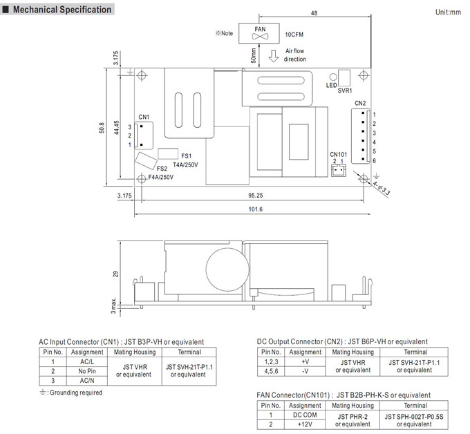 Meanwell EPP-200-12 Mechanical Diagram