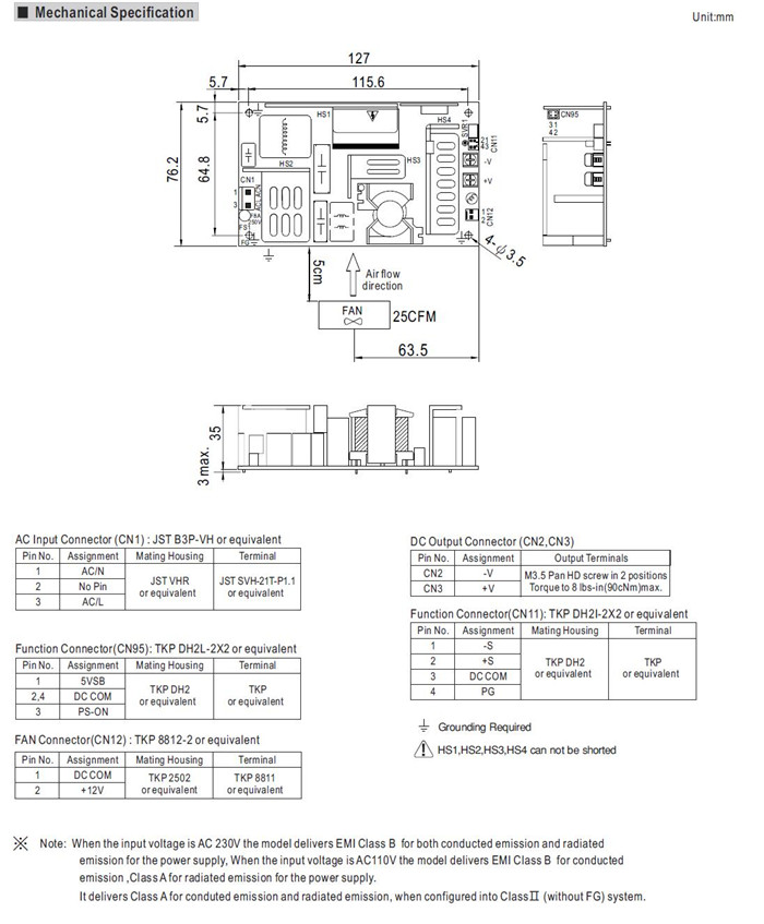 Meanwell EPP-400-12 Mechanical Diagram