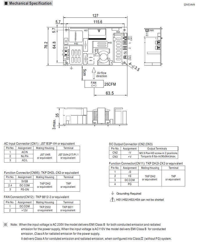 Meanwell EPP-400-36 Mechanical Diagram