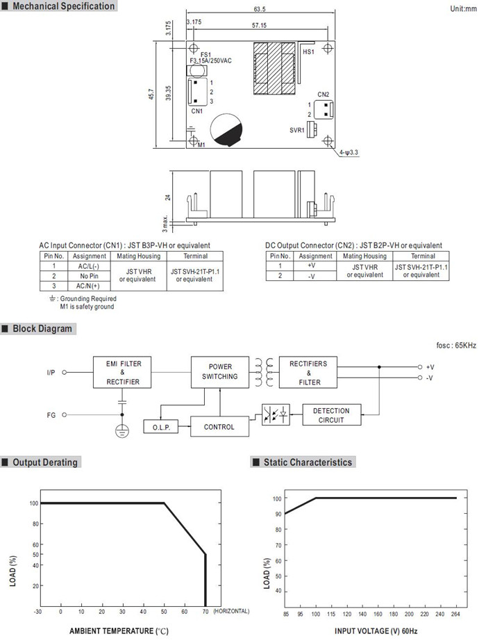Meanwell EPS-15-12 Mechanical Diagram