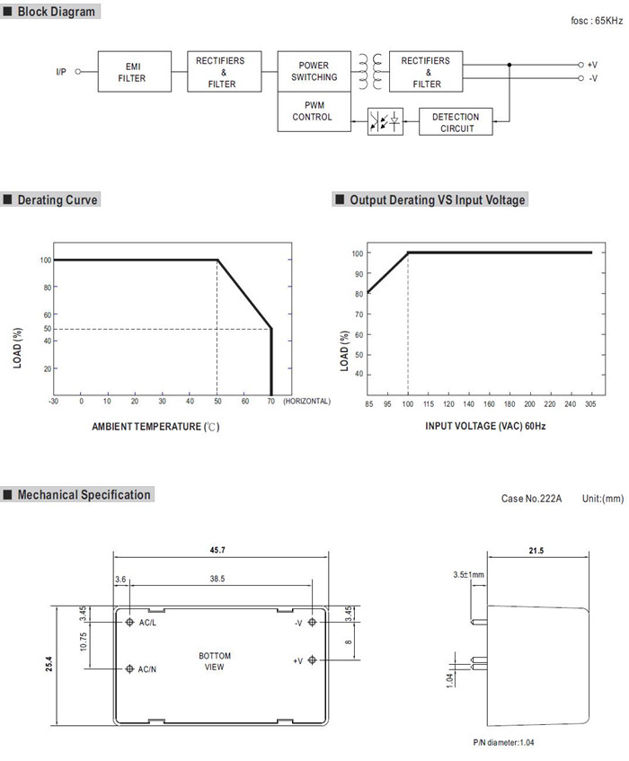 Meanwell IRM-05 Series Mechanical Diagram