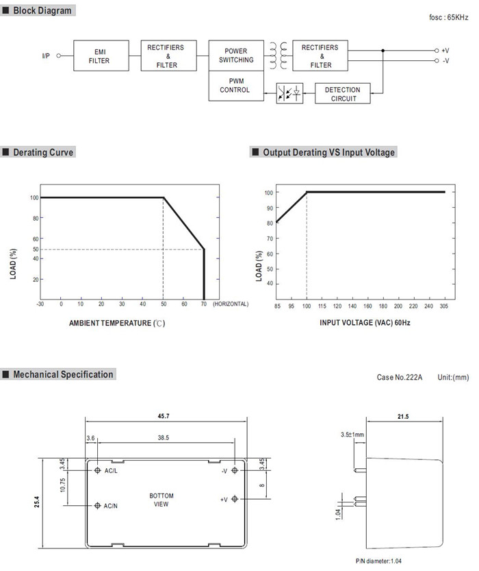 Meanwell IRM-10-3.3 Mechanical Diagram