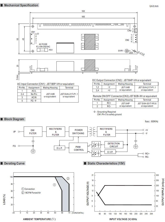 Meanwell LPS-50-48 Mechanical Diagram