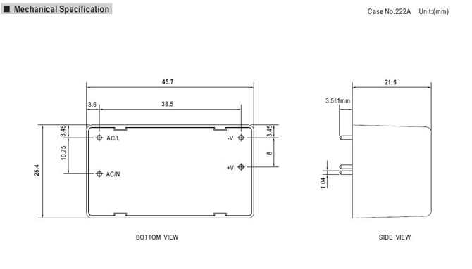 Meanwell MPM-05-12 Mechanical Diagram