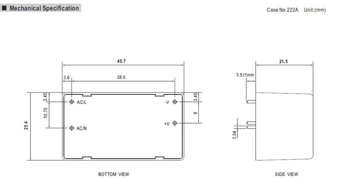 Meanwell MPM-10-24 Mechanical Diagram