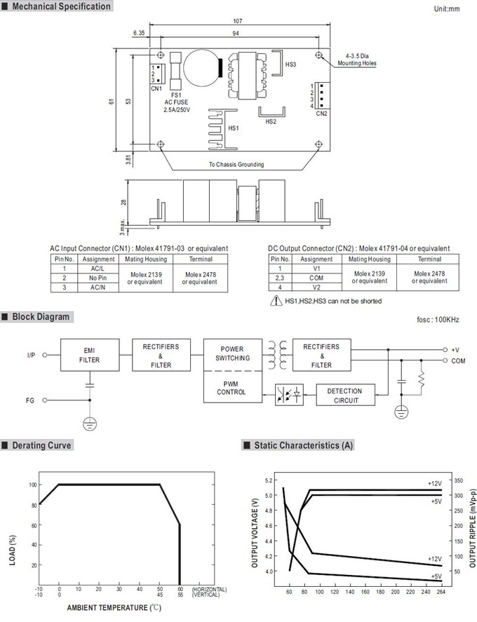 Meanwell PD-2505 Mechanical Diagram