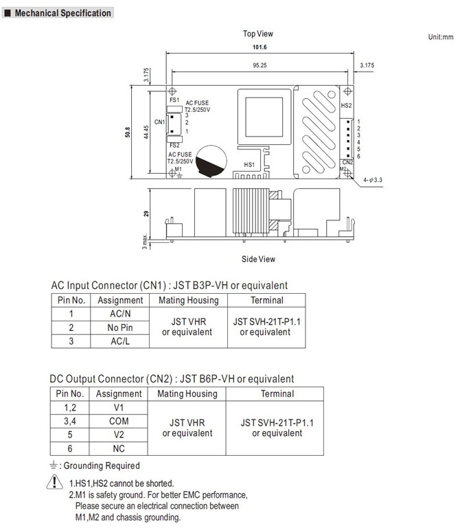 Meanwell RPD-60B Mechanical Diagram