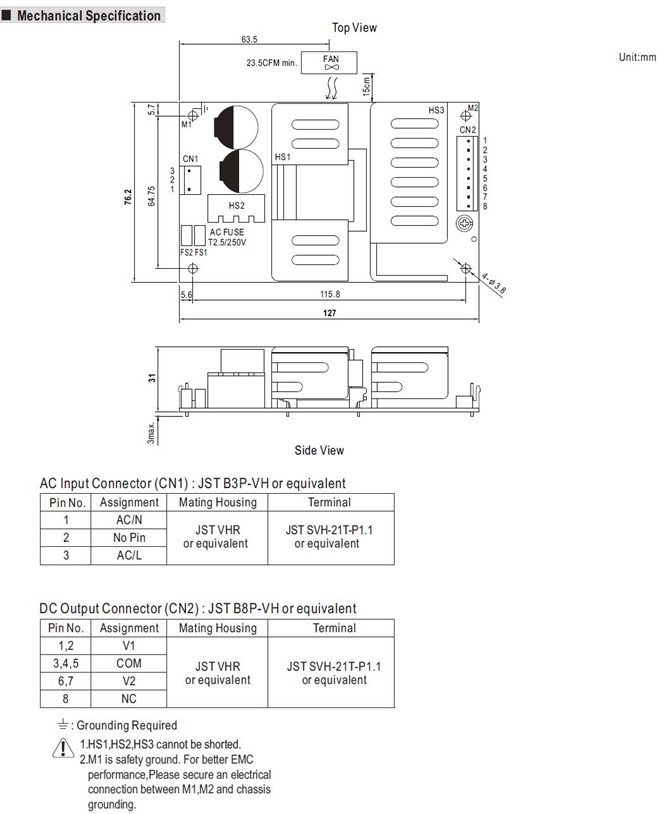 Meanwell RPD-75A Mechanical Diagraam