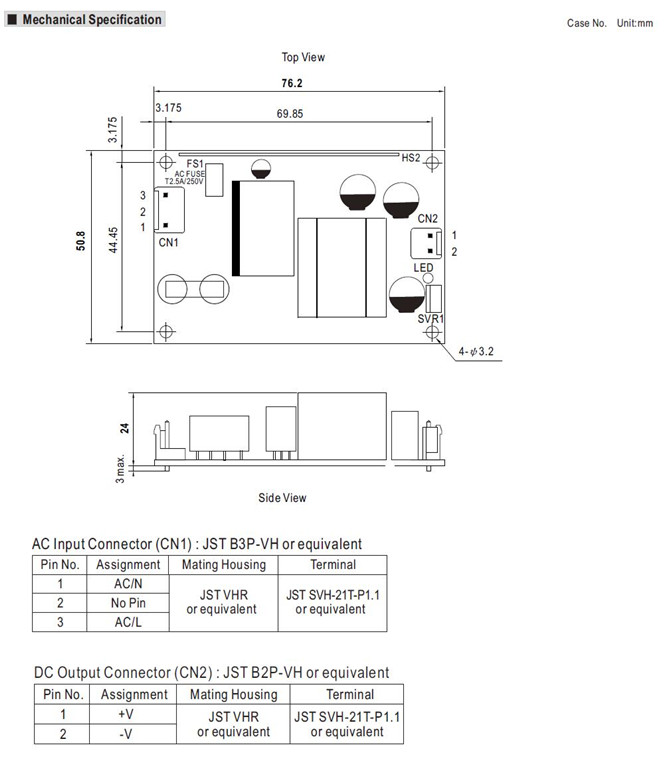 Meanwell RPS-30-5 Mechanical Diagram