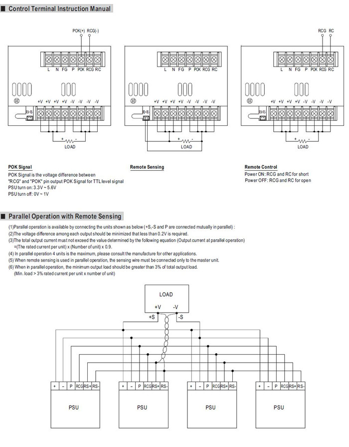 Meanwell PSP-600-15 Mechanical Diagram