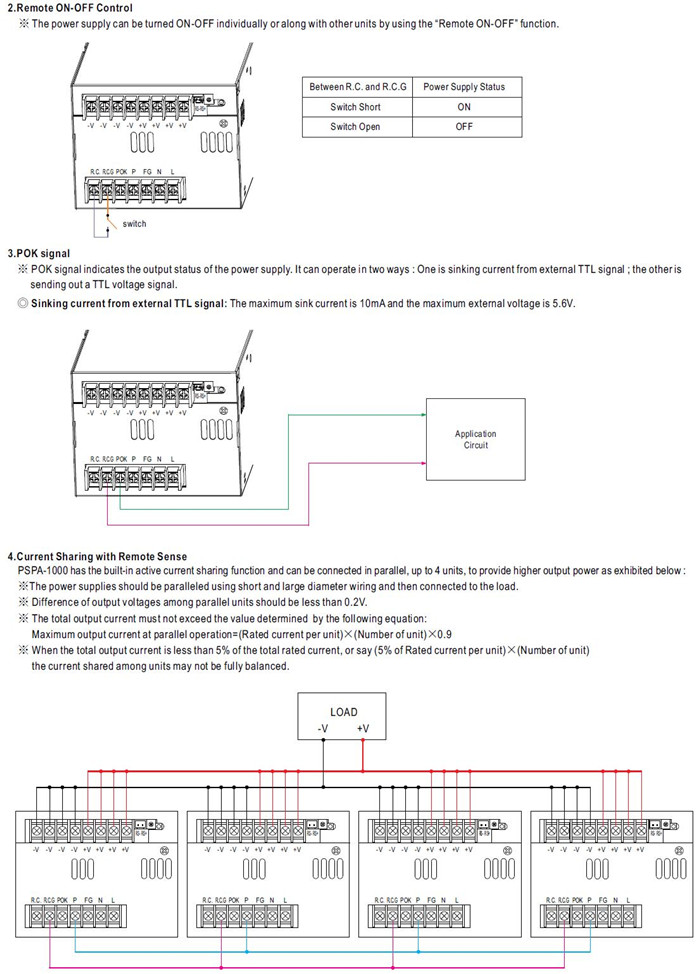 Meanwell PSPA-1000-12 Mechanical Diagram