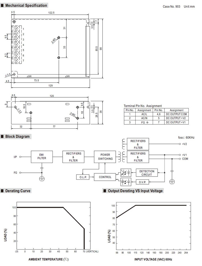 Meanwell RD-65B Mechanical Diagram