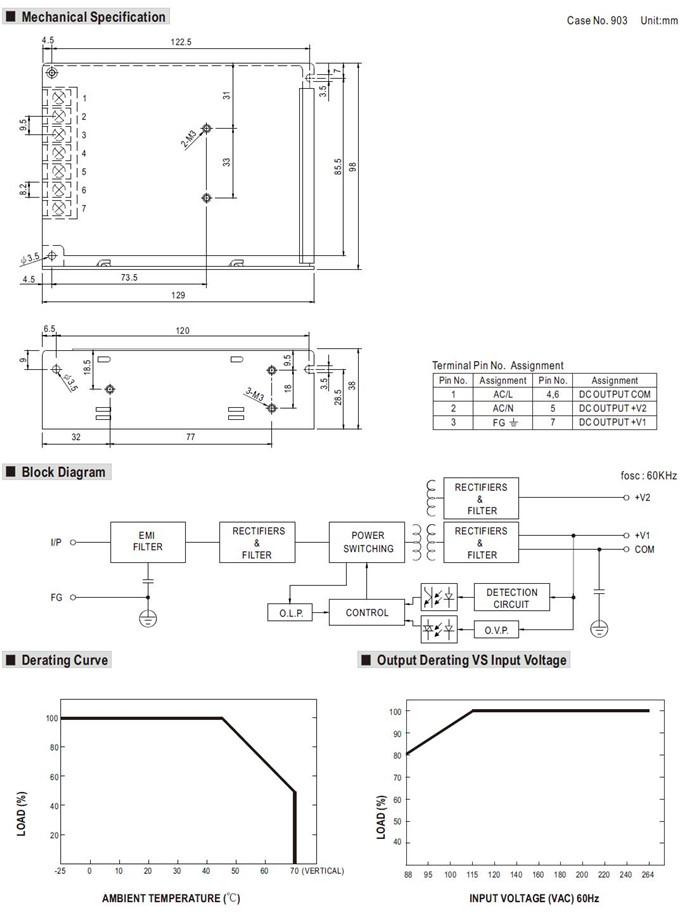 Meanwell RD-85A Mechanical Diagram