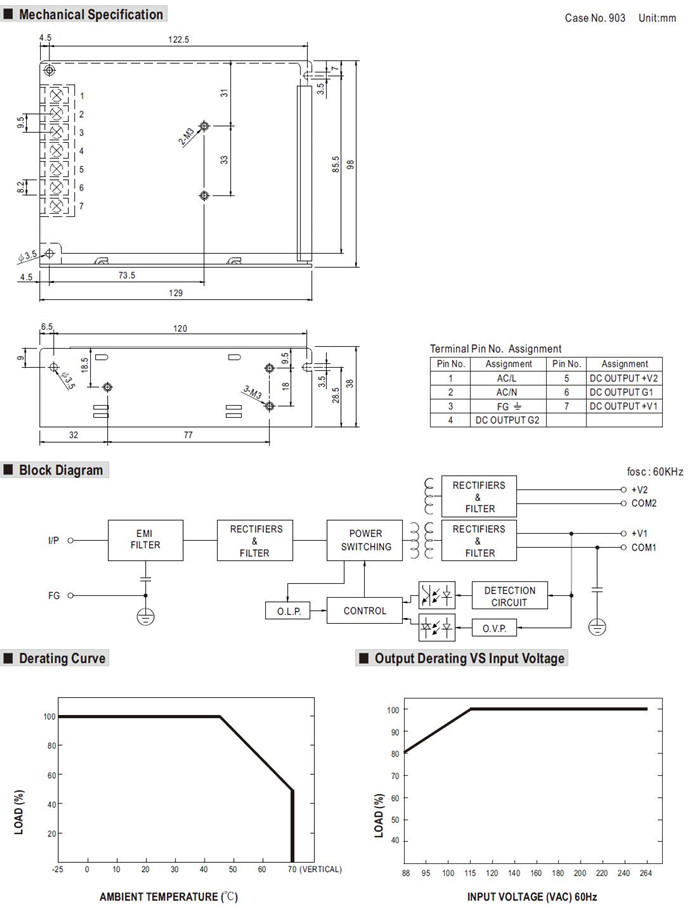 Meanwell RID-65B Mechanical Diagram