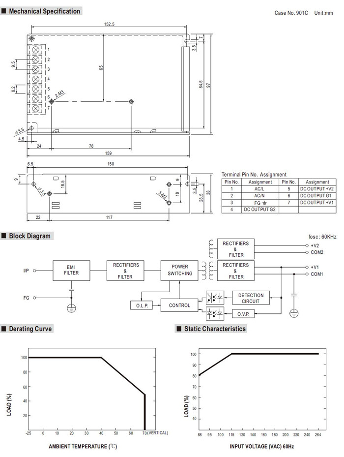 Meanwell RID-85A Mechanical Diagram