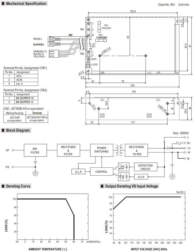 Meanwell SCP-75-12 Mechanical Diagram