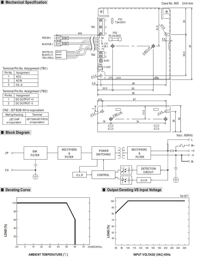 Meanwell SCP-35 Series Mechanical Diagram