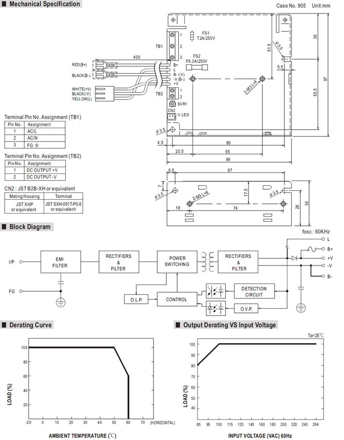 Meanwell SCP-35-24 Mechanical Diagram