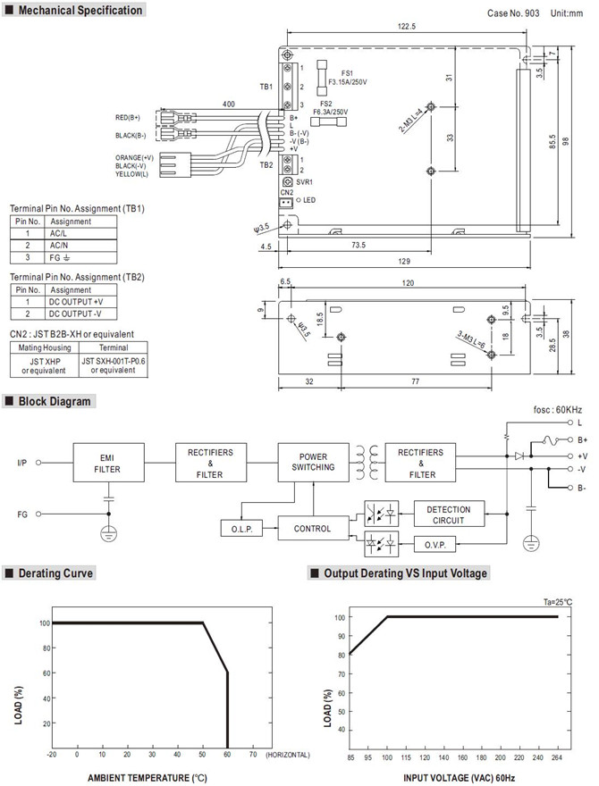 Meanwell SCP-50-12 Mechanical Diagram