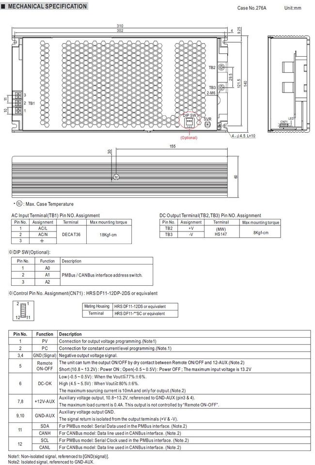 Meanwell UHP-2500-24 Mechanical Diagram